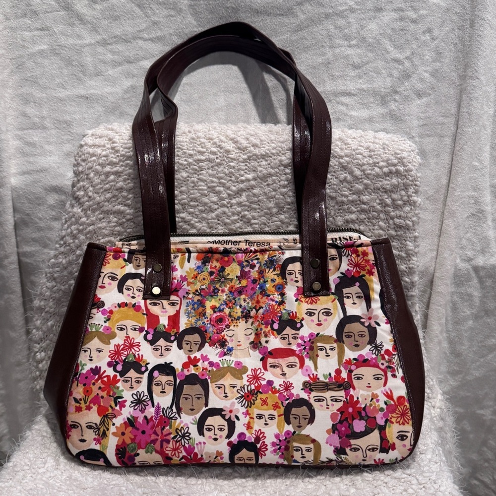 Vegan Global Faces of Women Bohemian Floral Handbag/ Boho Shoulder Bag Purse New